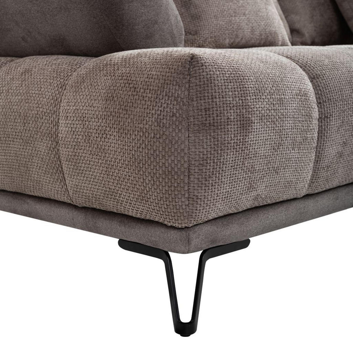 HÖRNSOFFA i chenille taupe  - svart/taupe, Modern, metall/textil (262/184cm) - MID.YOU