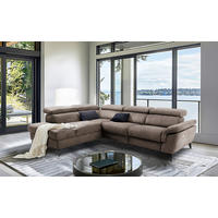 ECKSOFA SONO in Lederlook Braun Armteilverstellung, Kopfteilverstellung  210/265 cm  - Schwarz/Braun, Design, Textil/Metall (210/265cm) - Livetastic
