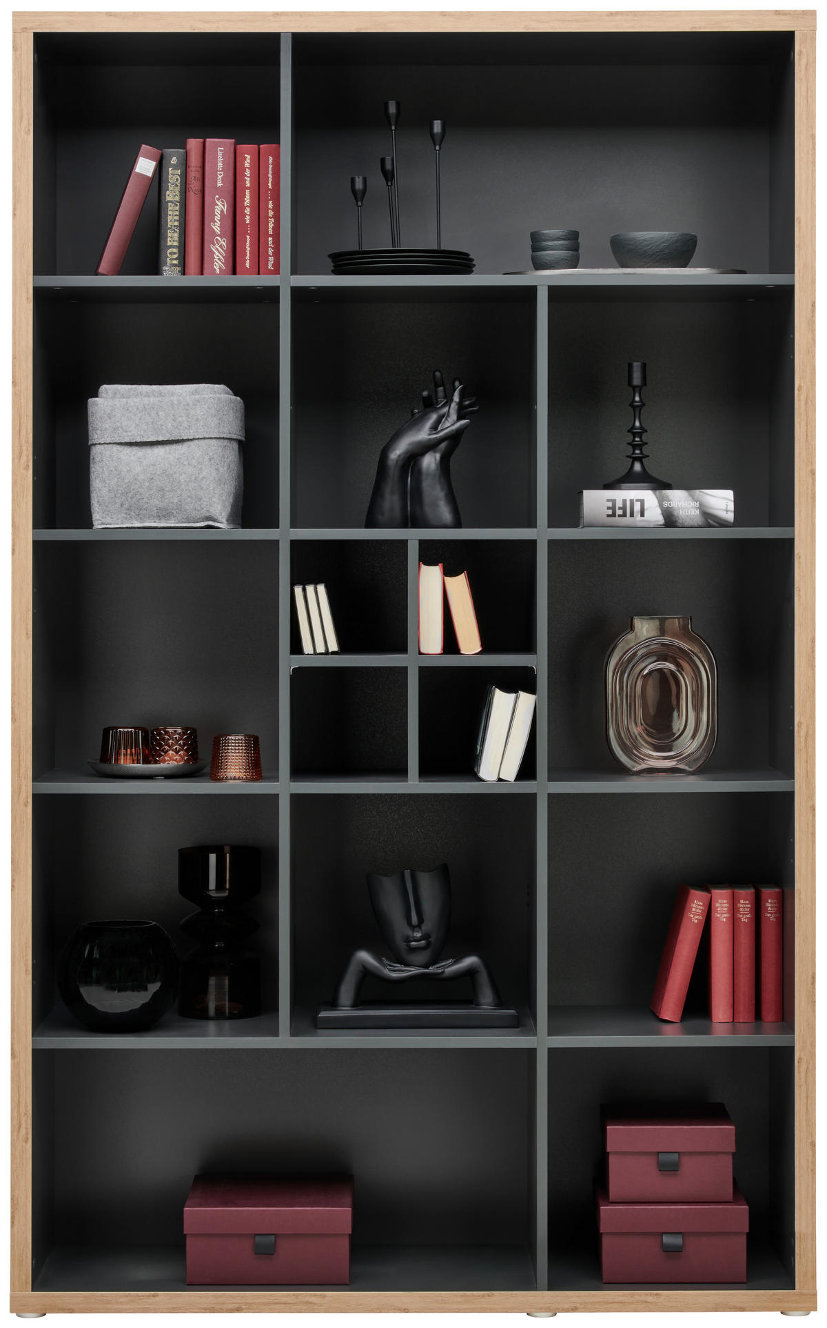 HYLLA i 123,6/199,8/36,6 cm antracit, ek Artisan  - silver/ek Artisan, Modern, trämaterial/plast (123,6/199,8/36,6cm) - Best Price