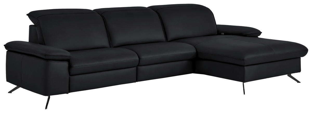 ECKSOFA  Echtleder Anthrazit  - Anthrazit/Schwarz, Design, Leder/Metall (307/169cm) - Beldomo Premium