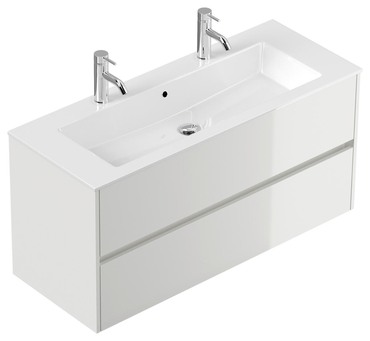 WASCHTISCHKOMBI  - Weiß Hochglanz/Weiß, MODERN, Holzwerkstoff/Stein (120/58,5/46,5cm) - MID.YOU