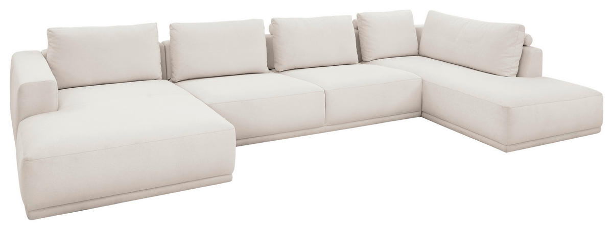 WOHNLANDSCHAFT Weiß Chenille  - Schwarz/Weiß, Design, Kunststoff/Textil (166/397/204cm) - Musterring