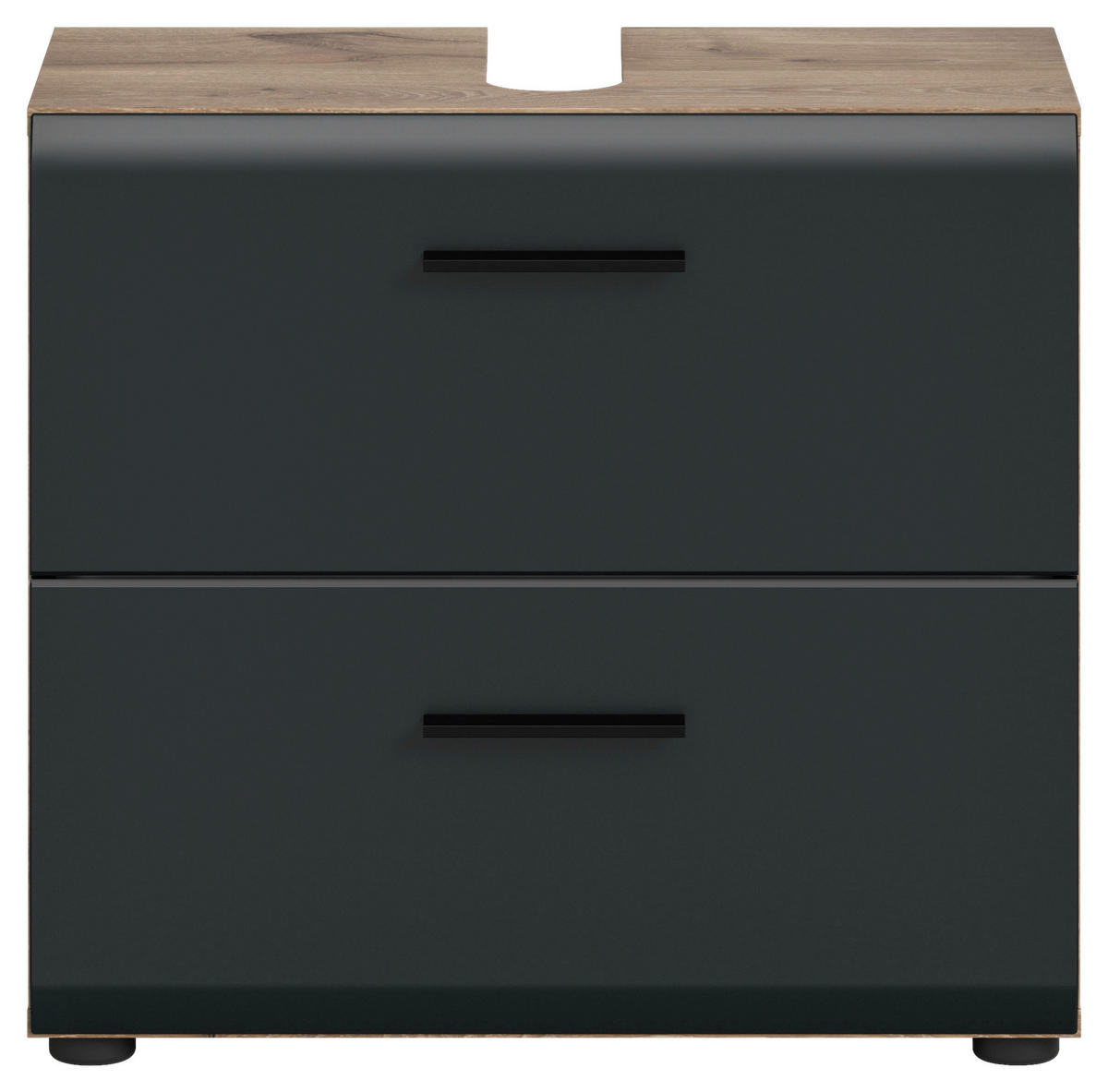 WASCHBECKENUNTERSCHRANK 60/55/30 cm  - Eiche dunkel/Schwarz, Basics, Holzwerkstoff/Kunststoff (60/55/30cm) - MID.YOU