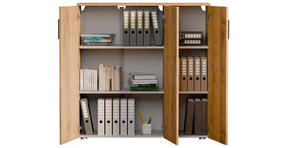 SCHUHSCHRANK 120/120/38 cm  - Eichefarben/Silberfarben, Basics, Holzwerkstoff/Kunststoff (120/120/38cm) - Moderano