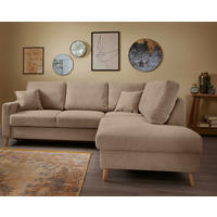 ECKSOFA Valentina Hellbraun Chenille  - Hellbraun/Naturfarben, MODERN, Holz/Textil (230/200cm) - Livetastic