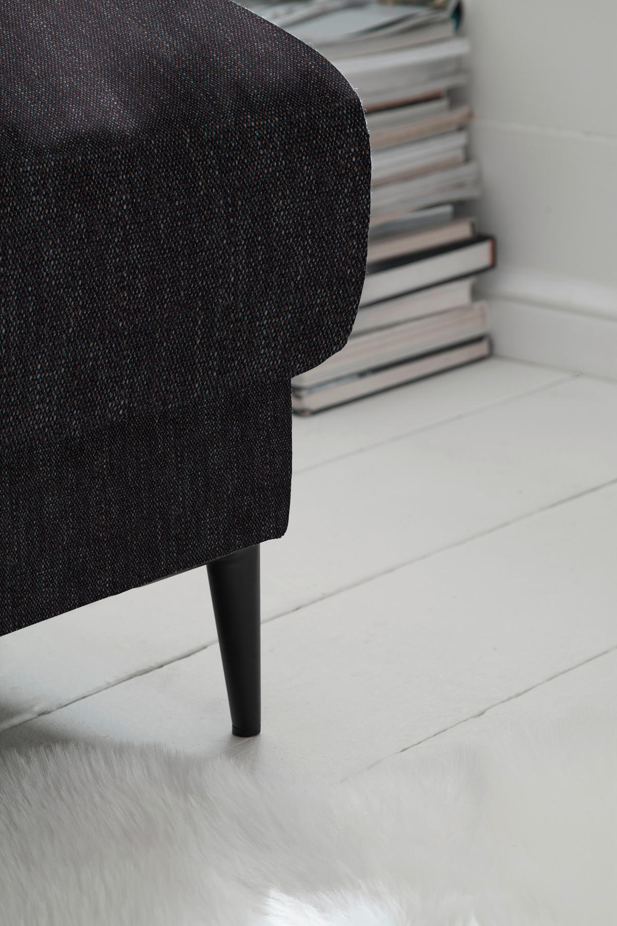 ECKSOFA in Flachgewebe Schwarz  - Schwarz, Design, Textil/Metall (296/207cm) - Dieter Knoll