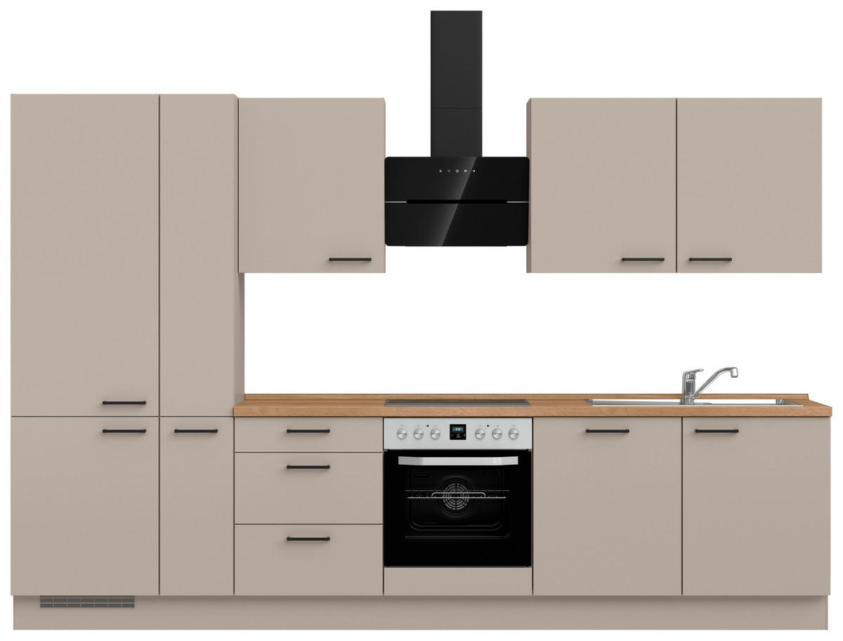 KÜCHENBLOCK Easytouch 330 cm  in Eichefarben, Sandfarben  - Sandfarben/Eichefarben, MODERN, Holzwerkstoff/Metall (330cm) - Nobilia