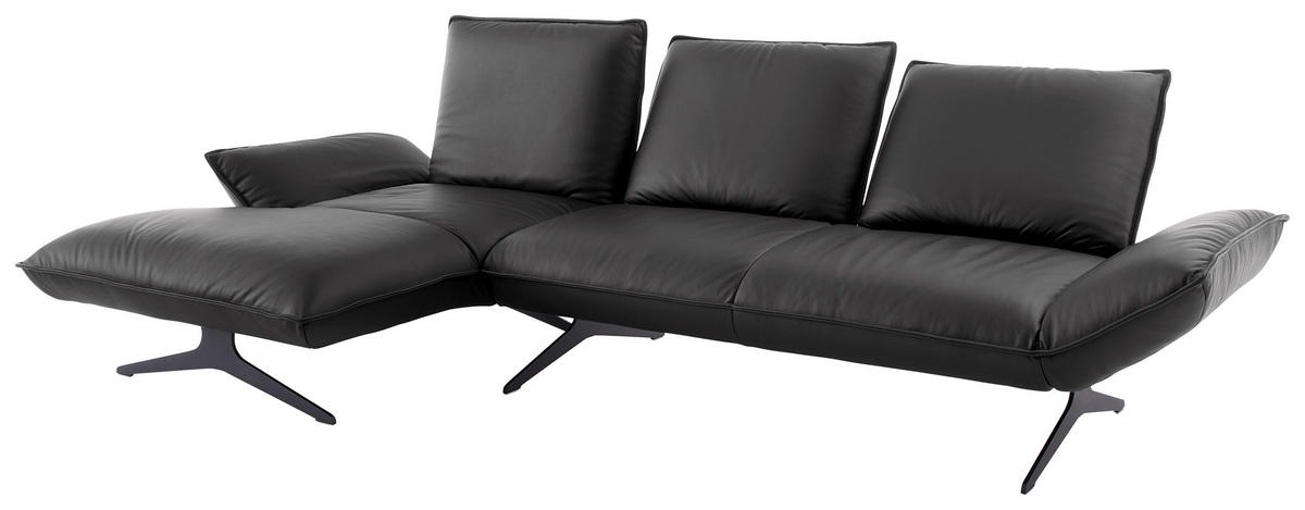 ECKSOFA Echtleder Anthrazit  - Anthrazit/Schwarz, Design, Leder/Metall (167/275cm) - Koinor