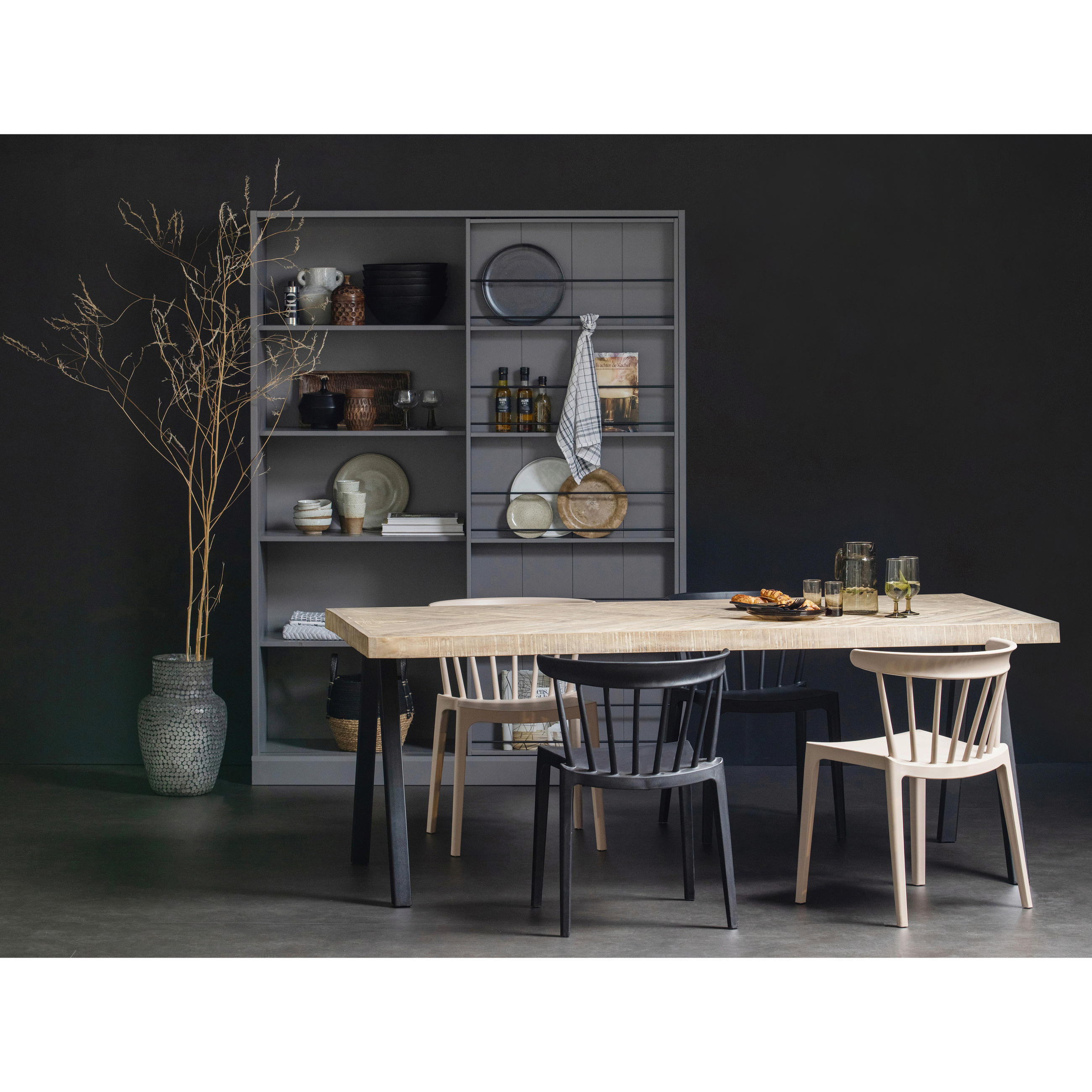 ESSTISCH in Holz 200/90/75 cm  - Eichefarben/Schwarz, Design, Holz/Metall (200/90/75cm) - Livetastic
