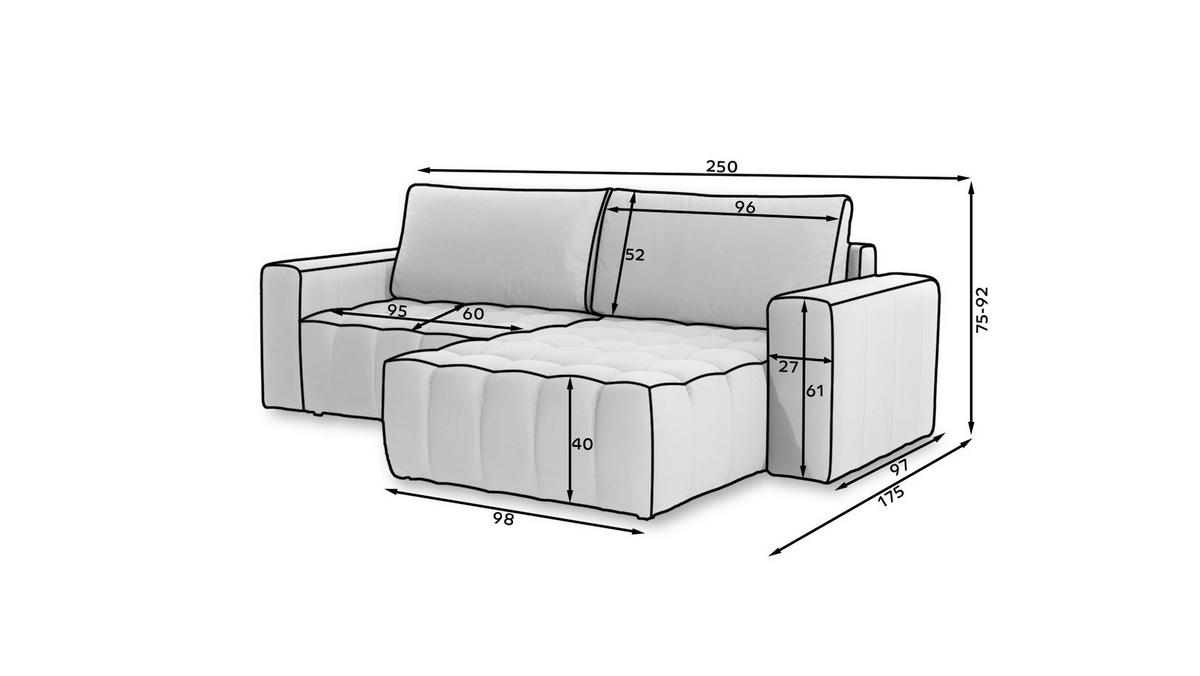 ECKSOFA  Anthrazit Samt  - Anthrazit/Schwarz, Design, Kunststoff/Textil (250/175cm) - MID.YOU