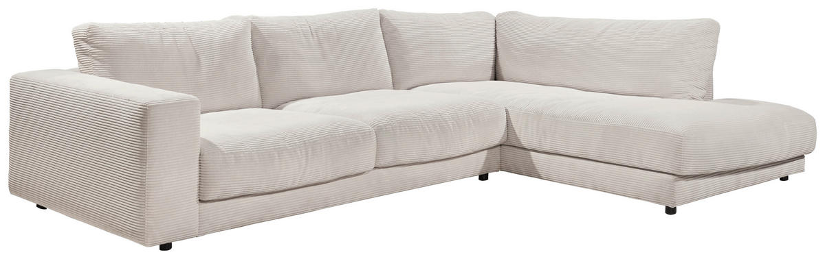 ECKSOFA Weiß Cord  - Schwarz/Weiß, Design, Kunststoff/Textil (325/224cm) - Hom`in