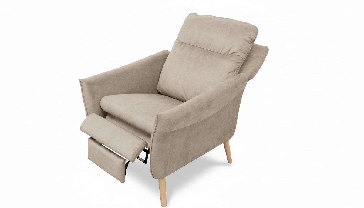 RELAXSESSEL in Textil Beige  - Beige/Buchefarben, Design, Holz/Textil (88/110/92cm) - Livetastic