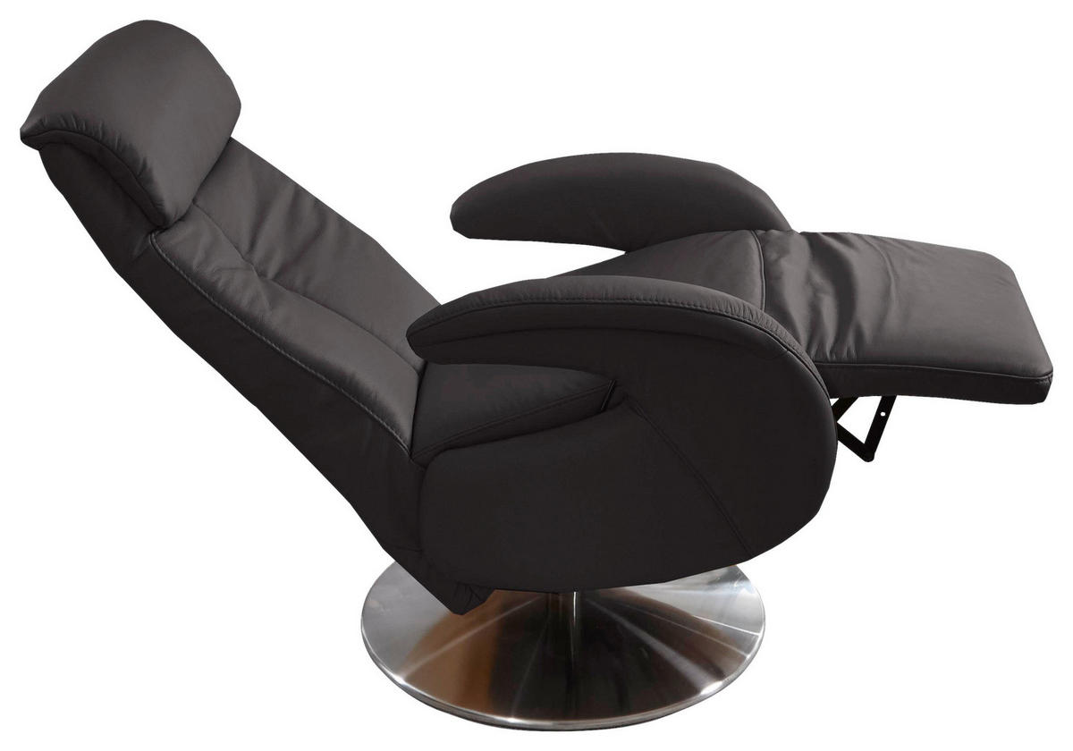 RELAXSESSEL Echtleder    - Anthrazit, KONVENTIONELL, Leder/Metall (70/114/80cm) - Cantus