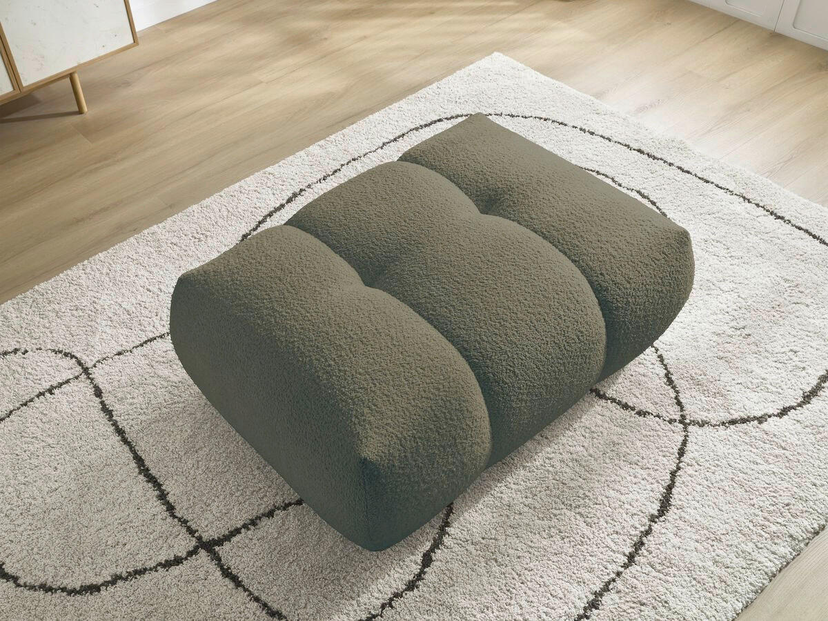 HOCKER FUJI  Bouclé Grün  - Schwarz/Grün, MODERN, Kunststoff/Textil (112/44/80cm)