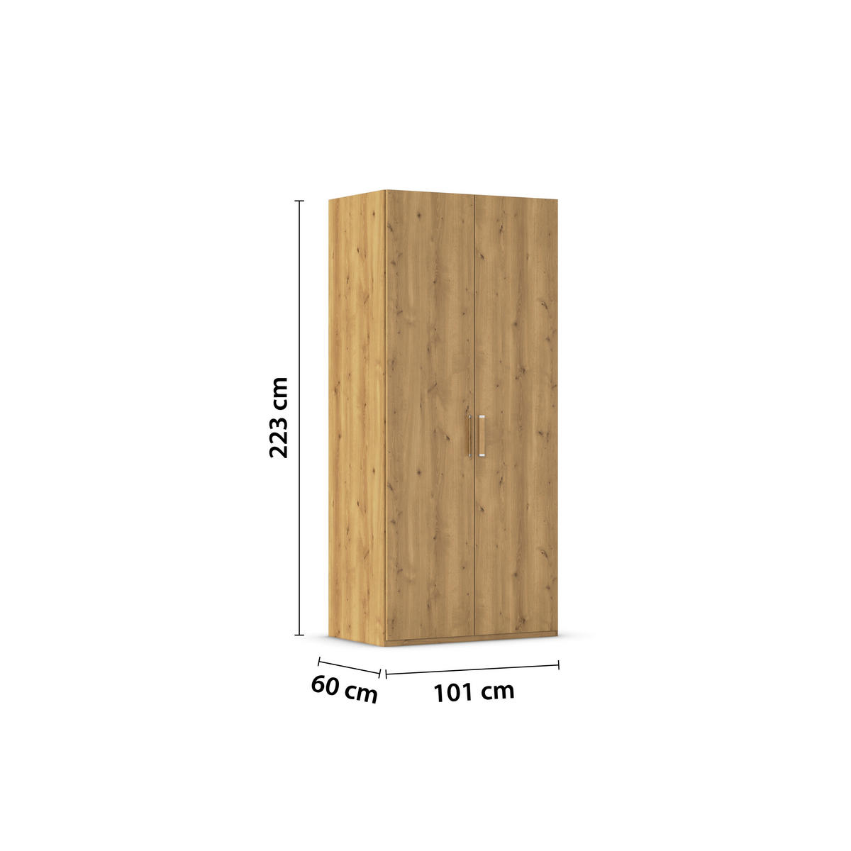 DREHTÜRENSCHRANK  in Eichefarben  - Eichefarben/Silberfarben, Design, Holzwerkstoff/Kunststoff (101/223/60cm) - Novel