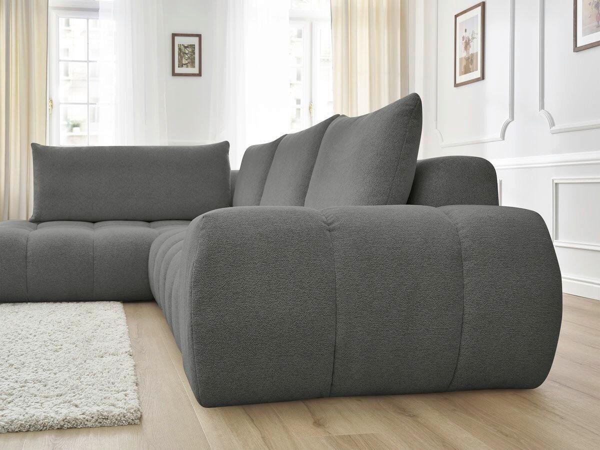ECKSOFA Ottomane links  EVEREST Dunkelgrau Flachgewebe  - Dunkelgrau/Schwarz, MODERN, Kunststoff/Textil (210/352cm)
