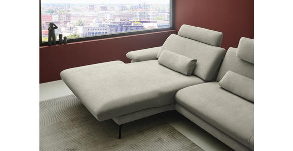 ECKSOFA  in Chenille, Flachgewebe Greige  180/284 cm  - Greige/Schwarz, Design, Textil/Metall (180/284cm) - Dieter Knoll