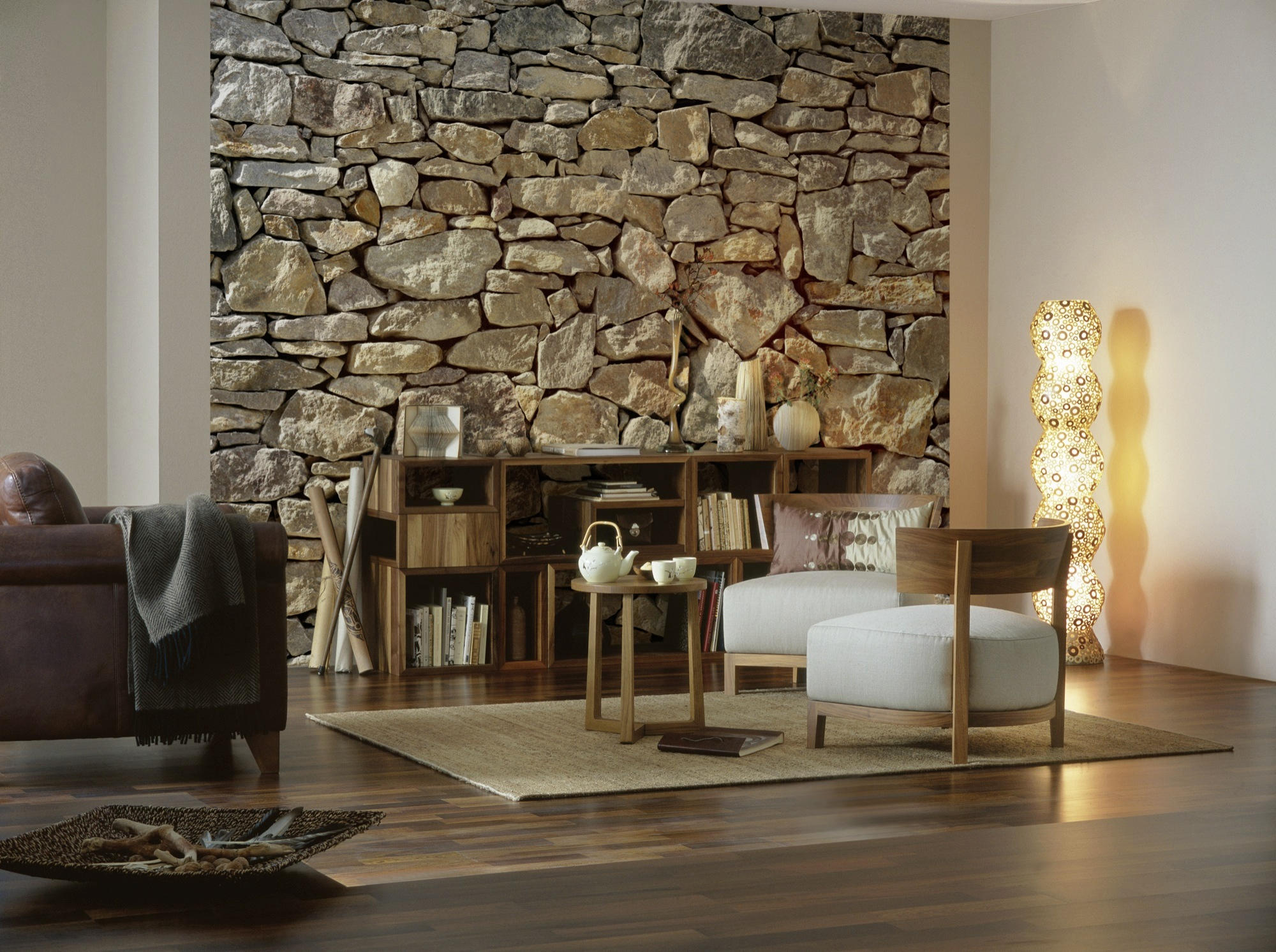 FOTOTAPETE Stone Wall  - Braun/Grau, Natur, Papier (368/254cm) - Komar
