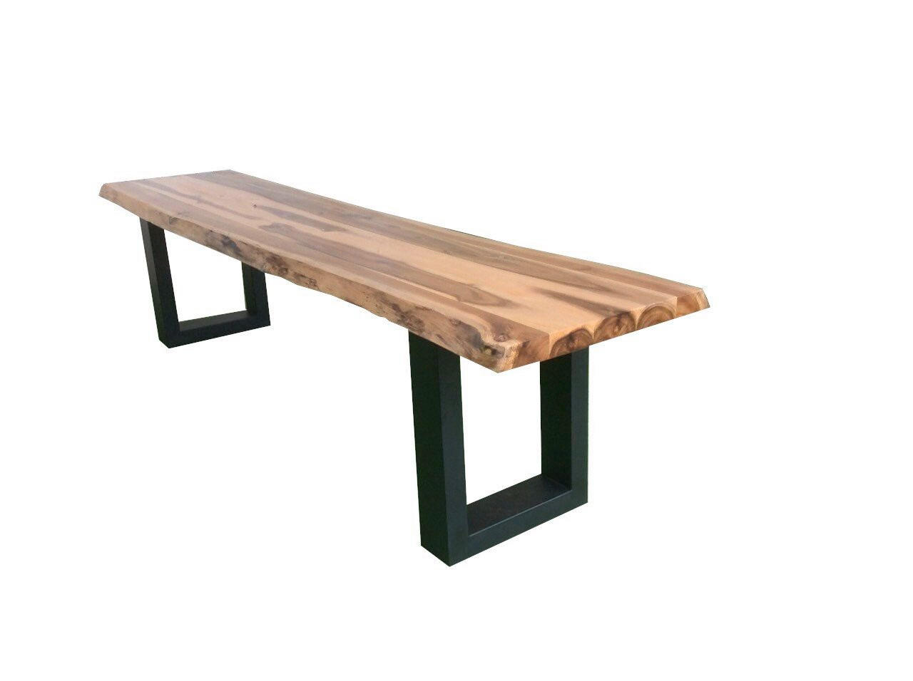 Gartenbank Aus Akazienholz und Metall 3-Sitzer Bern, Echtholz