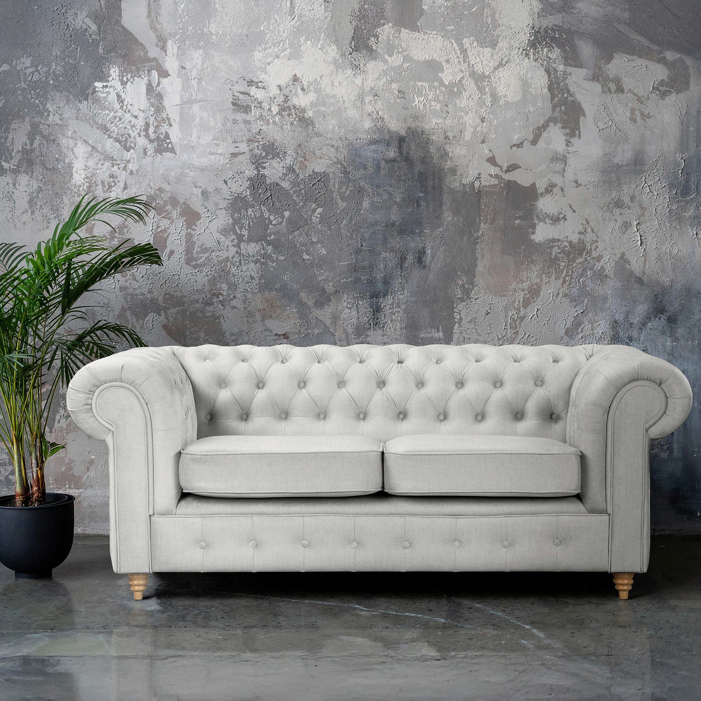 2-SITZER-SOFA Mikrofaser Hellgrau  - Hellgrau/Braun, Design, Holz/Textil (190/75/91cm) - P & B