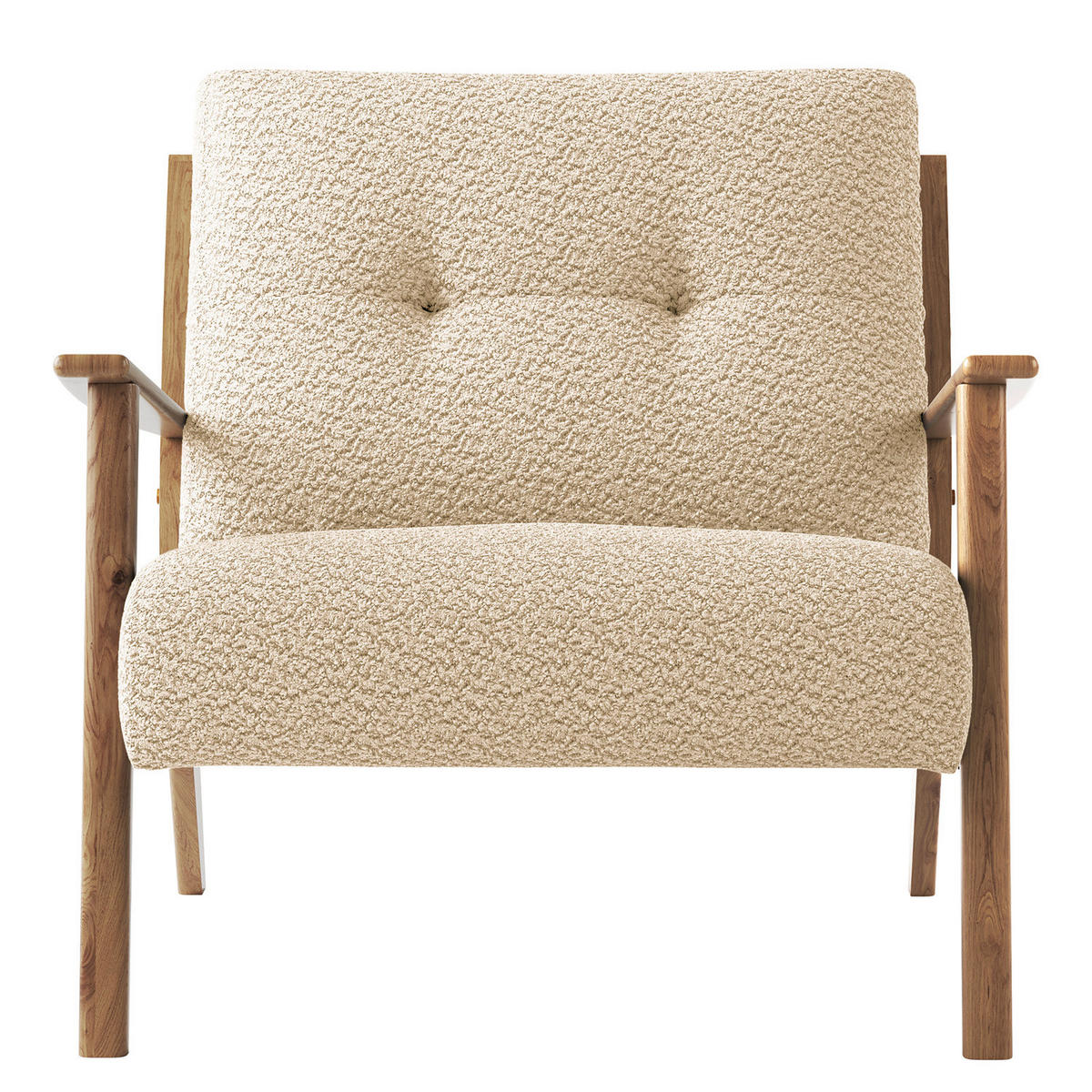 SESSEL in Bouclé Eichefarben, Beige  - Eichefarben/Beige, Natur, Holz/Textil (75/71/80cm) - home24
