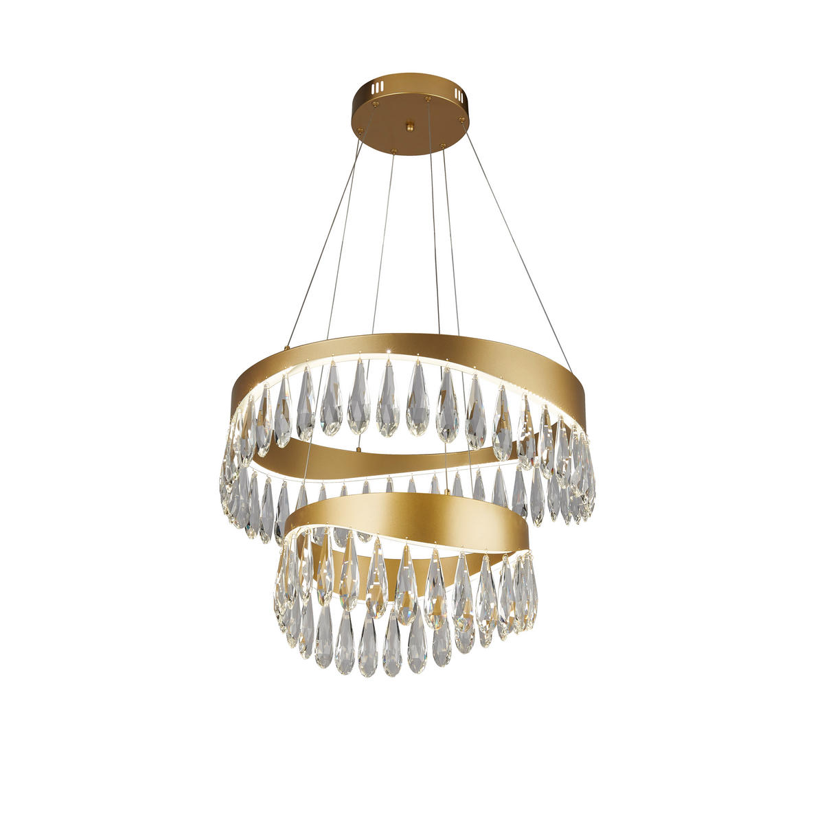 KRISTALNA VISEČA SVETILKA - zlate barve, Design, kovina/steklo (150/60/60cm)