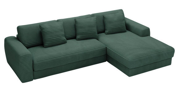 ECKSOFA in Cord Waldgrün  302/182 cm  - Waldgrün/Schwarz, MODERN, Kunststoff/Textil (302/182cm) - Carryhome