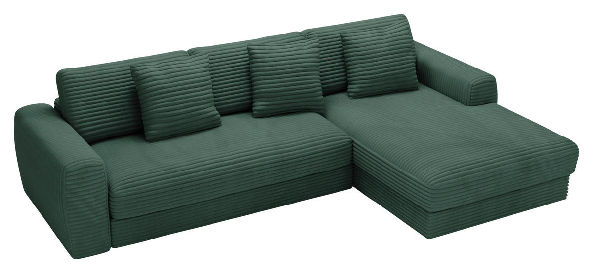 ECKSOFA in Cord Waldgrün  - Waldgrün/Schwarz, Modern, Kunststoff/Textil (302/182cm) - Carryhome