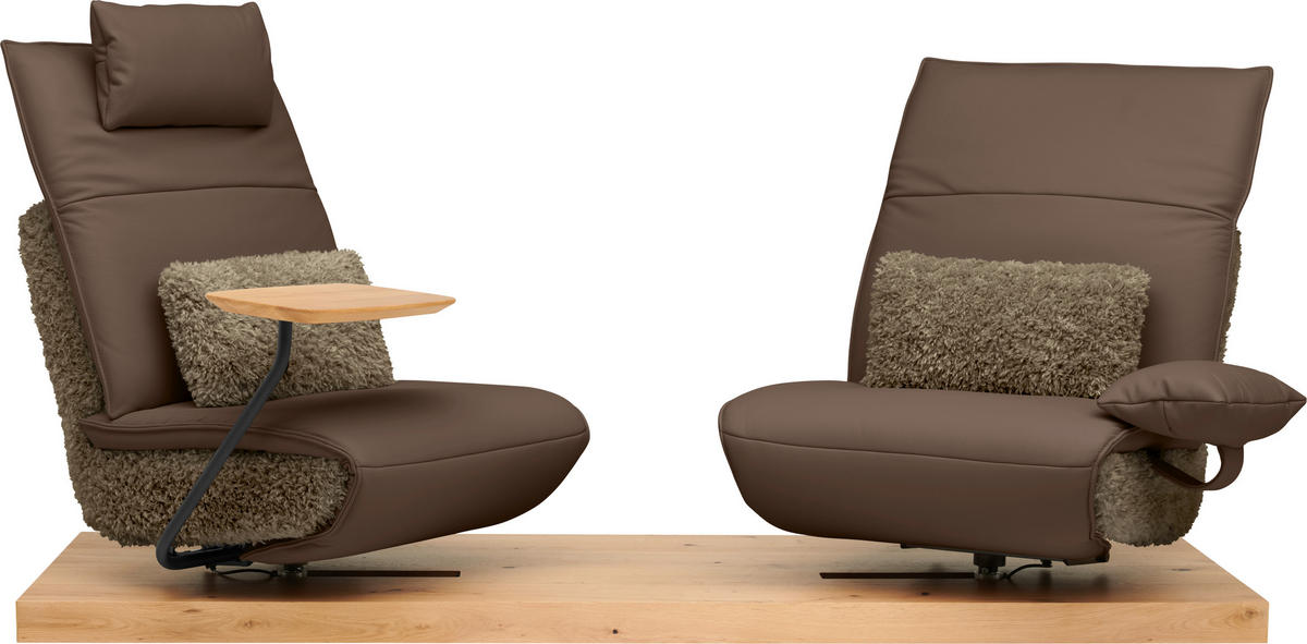 2-SITZER-SOFA Hochflor Echtleder Hellbraun, Fango  - Hellbraun/Fango, Design, Leder/Holz (240/65/104cm) - Koinor