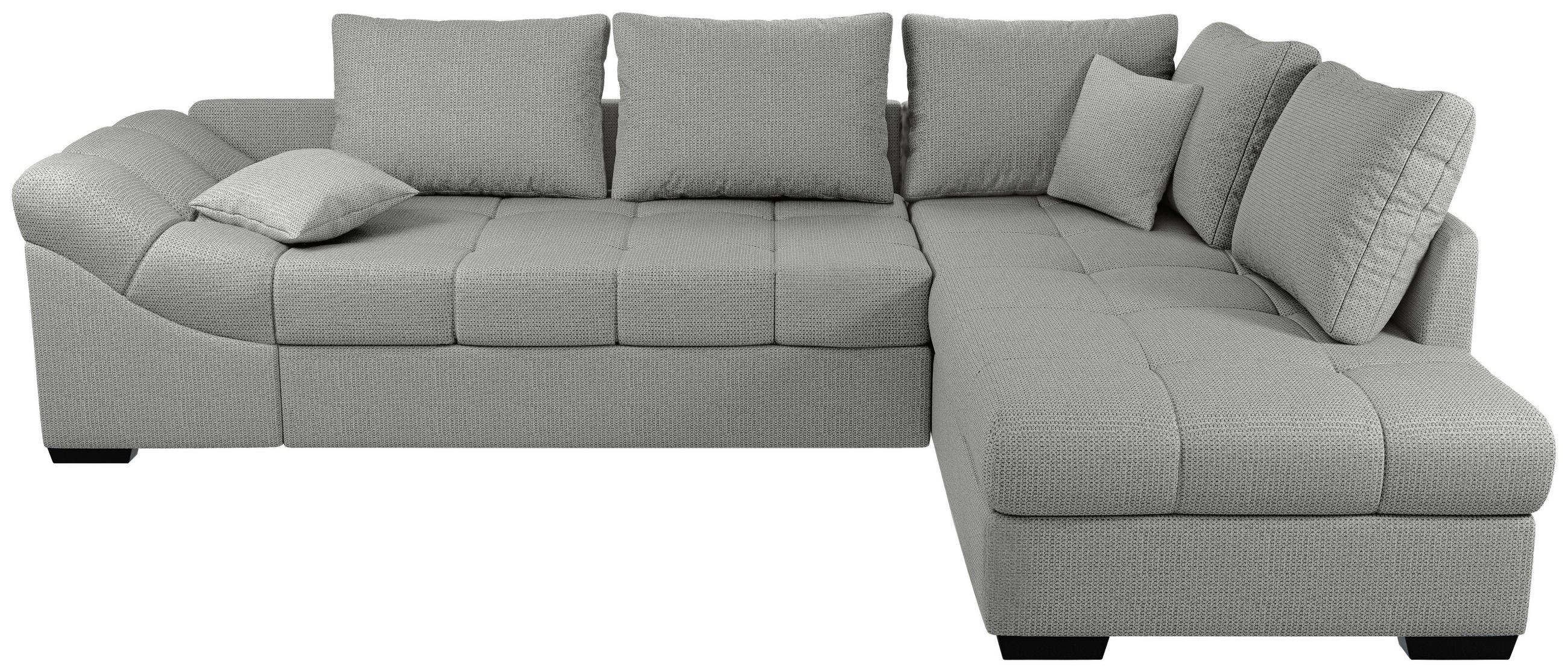 ECKSCHLAFSOFA in Silberfarben Textil   - Silberfarben/Schwarz, Modern, Holz/Textil (298/202cm) - MID.YOU