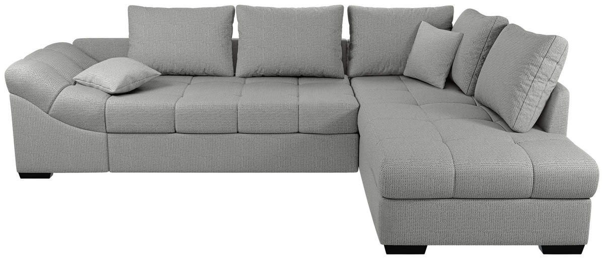 ECKSCHLAFSOFA in Chenille Silberfarben  - Silberfarben/Schwarz, MODERN, Holz/Textil (298/202cm) - MID.YOU