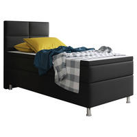 BOXSPRINGBETT  in Schwarz, Matratze, gepolstertes Kopfteil, Topper, Matratzen, H3 + H3 = fest  - Silberfarben/Schwarz, KONVENTIONELL, Leder/Textil (90/115/210cm) - MID.YOU