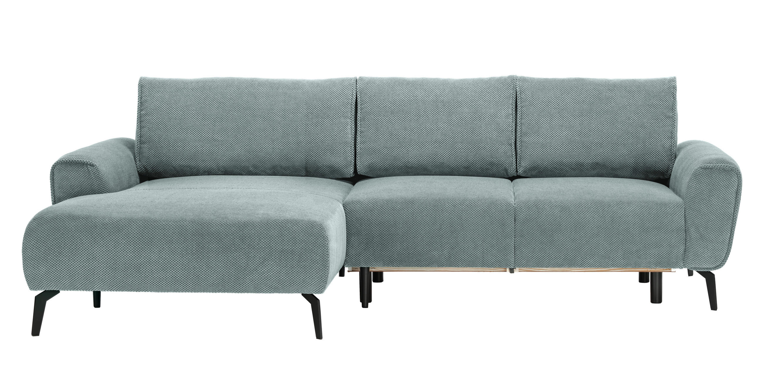ECKSOFA in Webstoff Mintgrün  - Schwarz/Mintgrün, Design, Textil/Metall (170/272cm) - Welnova