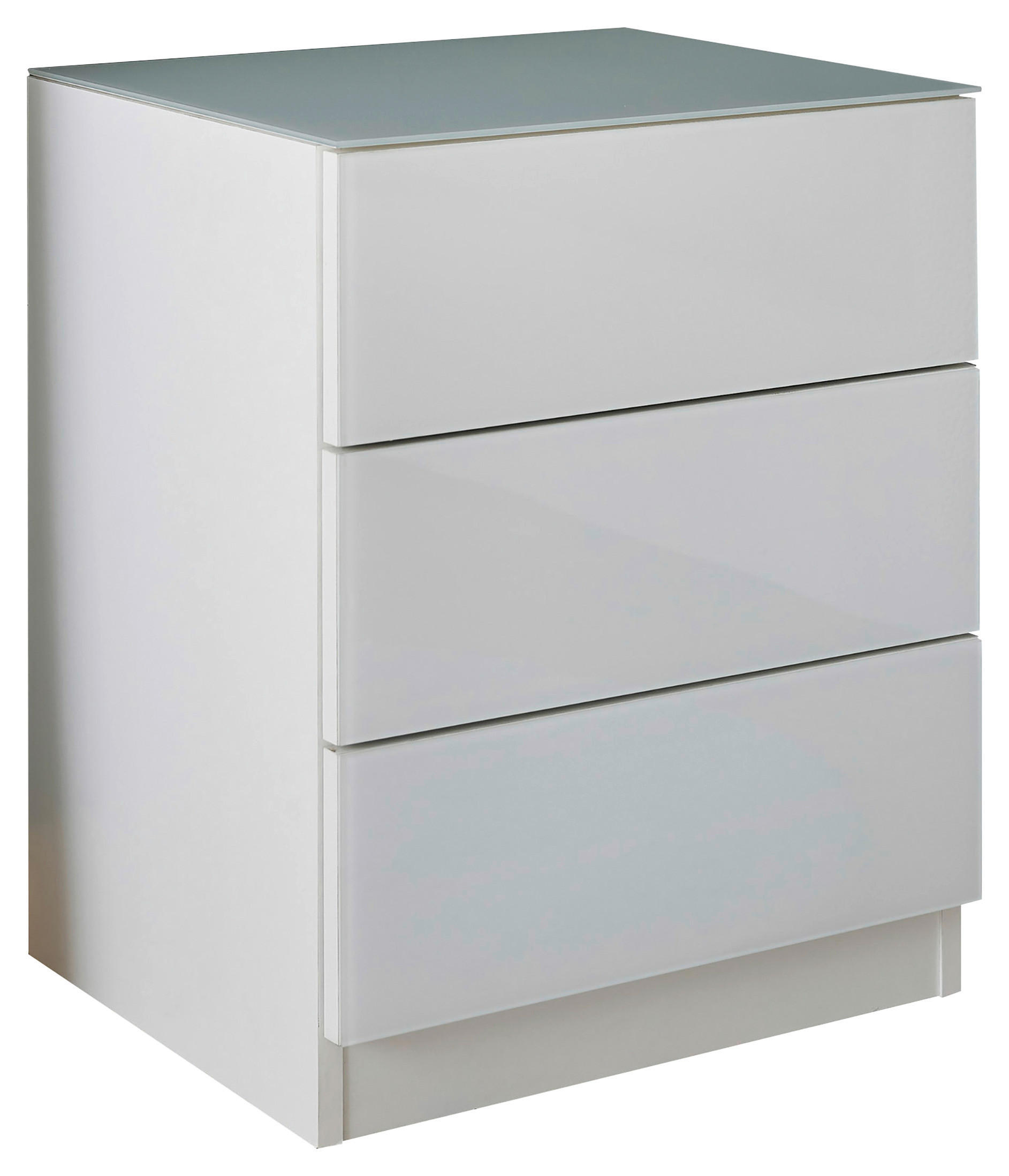 NOČNÝ STOLÍK, biela, 46/57/40 cm - biela, Konventionell, kompozitné drevo/sklo (46/57/40cm) - Hom`in