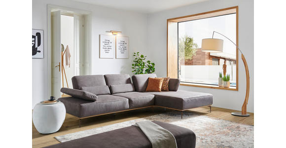 ECKSOFA 16580 Sprint in Mikrofaser Mokka  298/176 cm  - Beige/Bronzefarben, Natur, Textil/Metall (298/176cm) - Valnatura