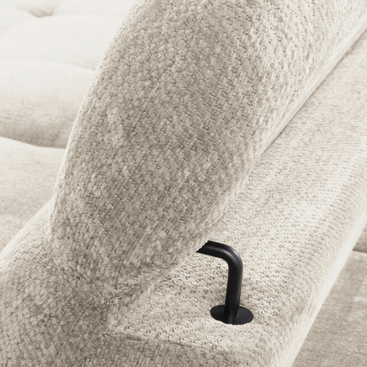 ECKSOFA  Webstoff Weiss  - Weiss/Schwarz, Design, Textil/Metall (195/268cm) - Livetastic