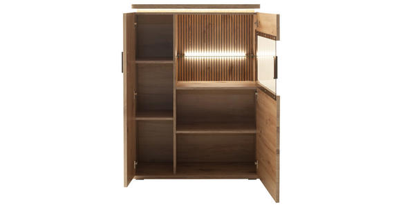 HIGHBOARD  90/124/38 cm  - Eichefarben/Anthrazit, KONVENTIONELL, Glas/Holzwerkstoff (90/124/38cm) - Cantus