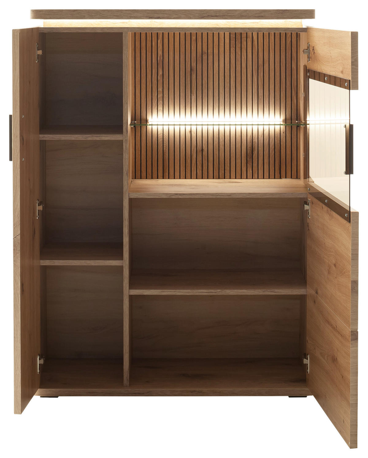 HIGHBOARD Eichefarben  90/124/38 cm  - Eichefarben/Anthrazit, KONVENTIONELL, Glas/Holzwerkstoff (90/124/38cm) - Cantus