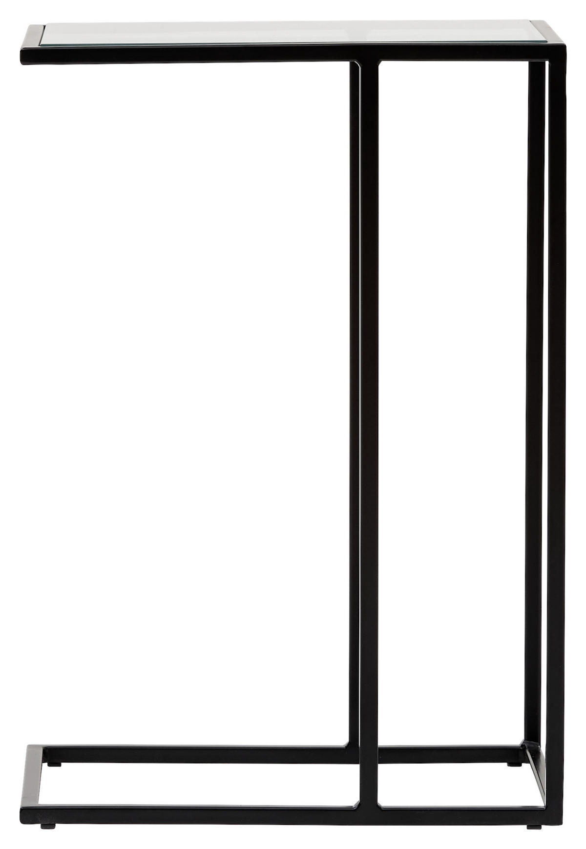 BEISTELLTISCH in Metall, Glas 45/35/65 cm  - Schwarz, Design, Glas/Metall (45/35/65cm) - Novel