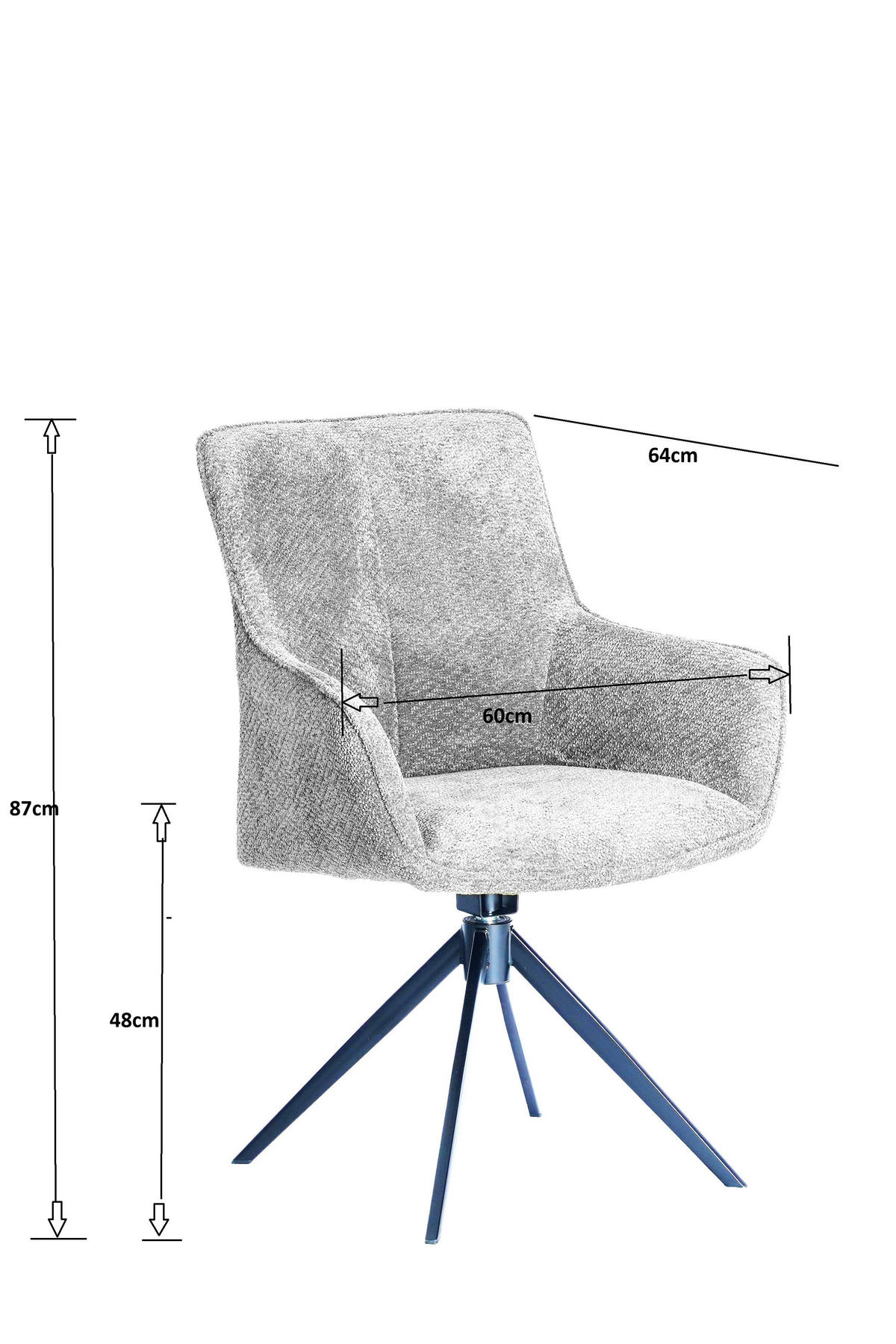 ARMLEHNSTUHL  in Eisen Webstoff  - Cognac/Schwarz, Design, Textil/Metall (64/88/60cm) - Novel