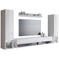 WOHNWAND 4-teilig  in Weiß, Weiß Hochglanz  245/130/32,5 cm  - Weiß Hochglanz/Weiß, Basics, Holzwerkstoff (245/130/32,5cm) - P & B