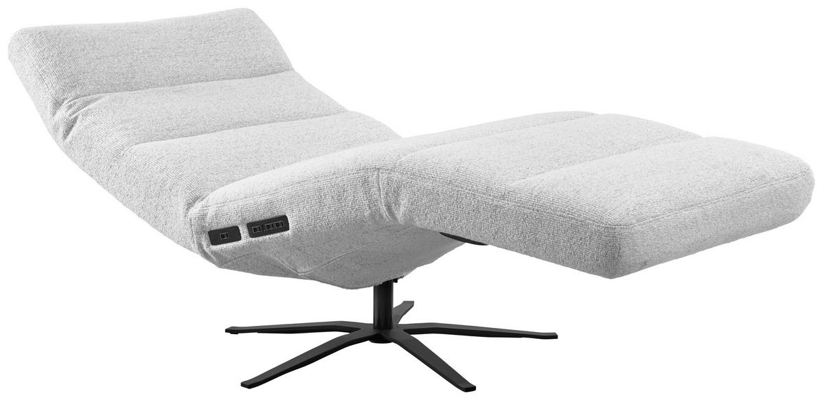 RELAXLIEGE in Flachgewebe Hellgrau  - Hellgrau/Schwarz, MODERN, Textil/Metall (82/53-115/156-206cm) - Pure Home Comfort