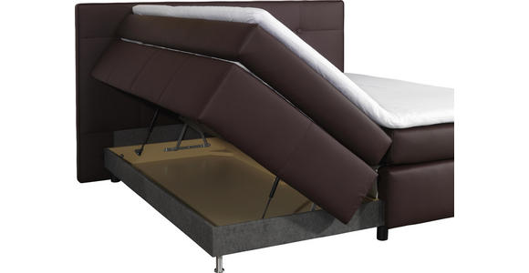 BOXSPRINGBETT 200/200 cm in Dunkelbraun - Dunkelbraun/Alufarben, KONVENTIONELL, Textil/Metall (200/200cm) - Dieter Knoll