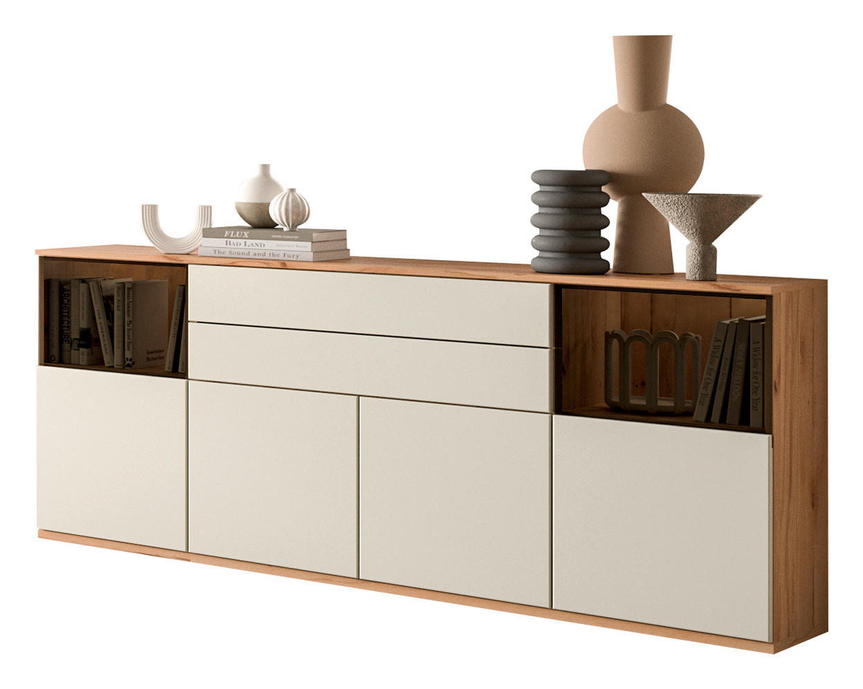 SIDEBOARD Buchefarben, Beige  180/85/40 cm  - Beige/Buchefarben, KONVENTIONELL, Glas/Holzwerkstoff (180/85/40cm) - Venda