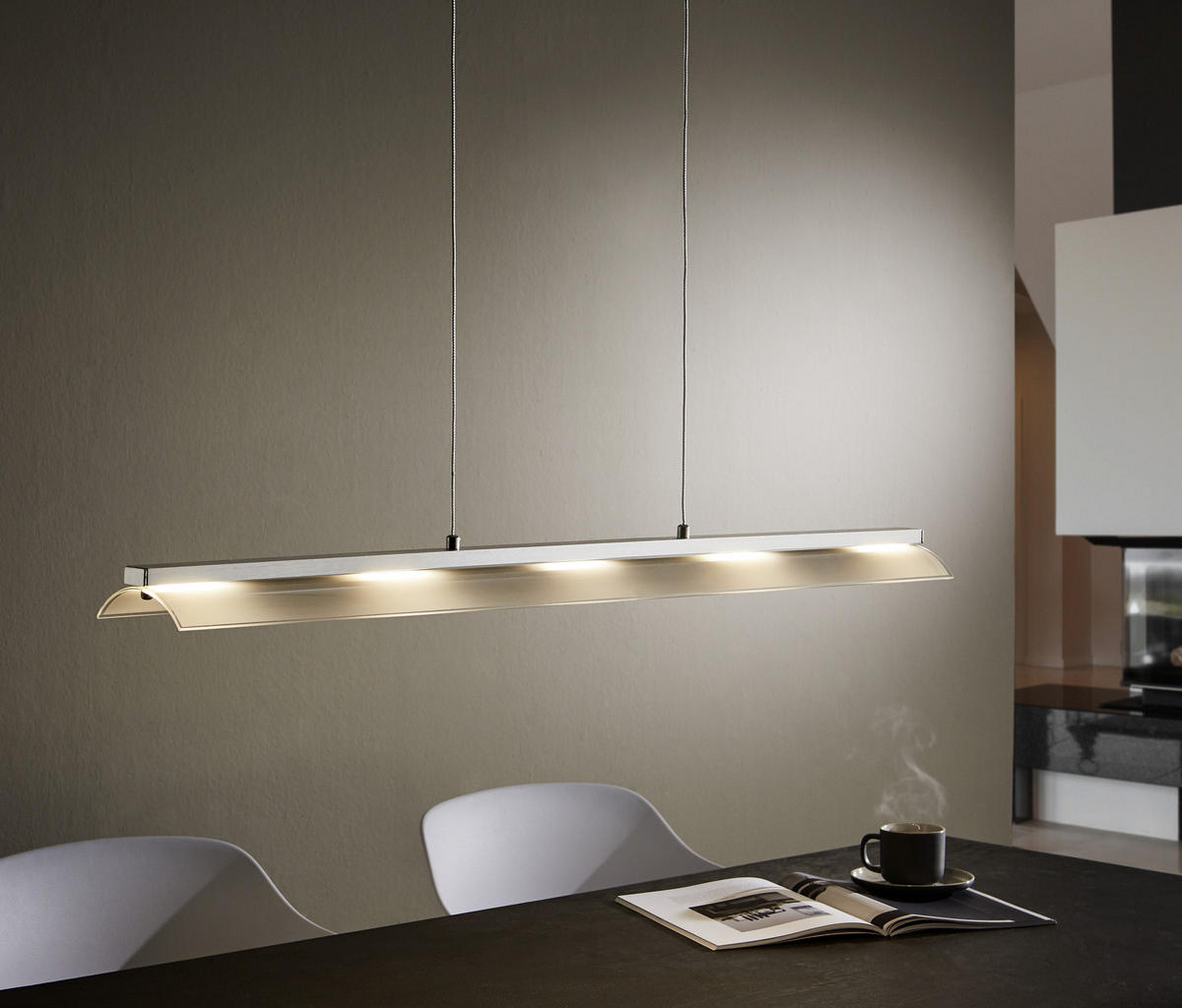 Lustră Led  - culoare aluminiu, Konventionell, plastic/metal (100cm) - Novel