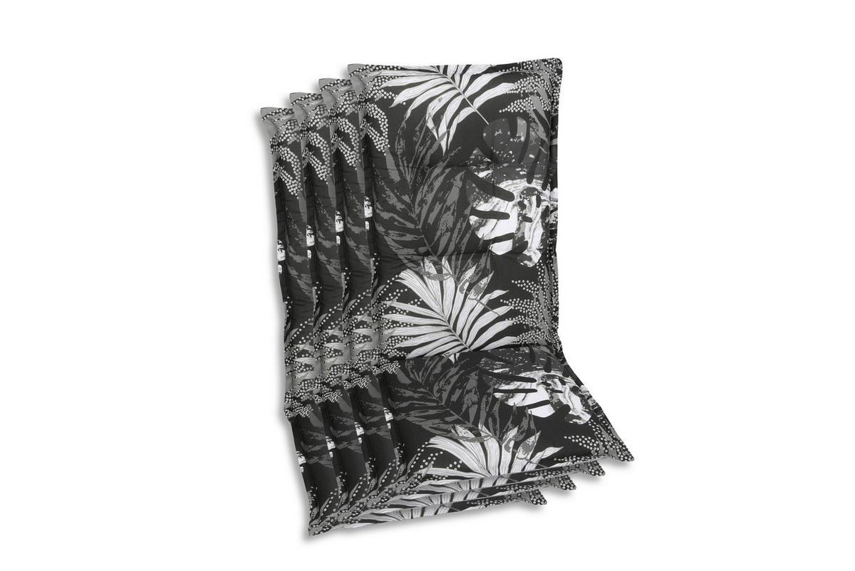 SESSELAUFLAGENSET Blätter  - Schwarz/Weiß, Basics, Textil (50/7/120cm)