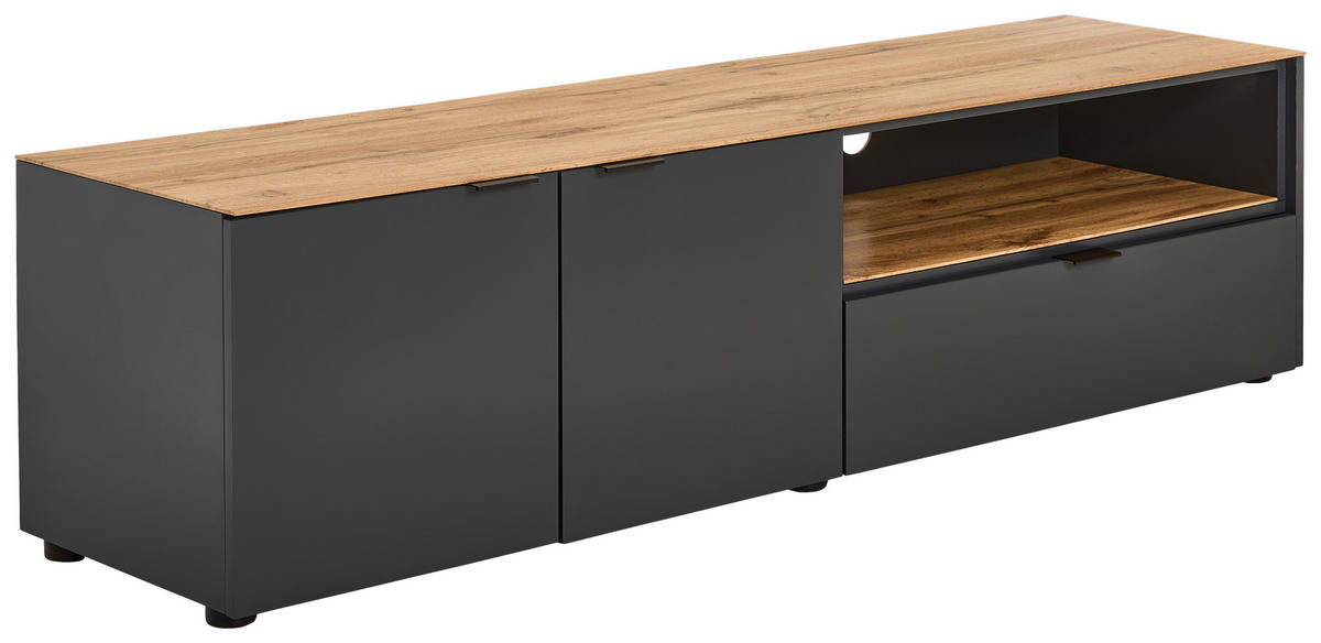 TV-BÄNK  i 160/42/42 cm  - svart/antracit, Lifestyle, metall/trämaterial (160/42/42cm) - Novel