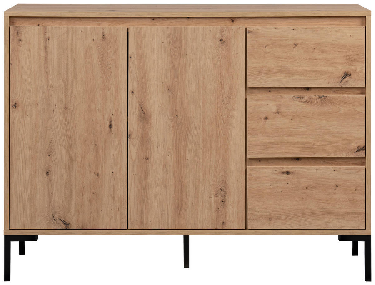 KOMMODE  in 120/87/40 cm  - Schwarz/Eiche Artisan, Design, Holzwerkstoff/Metall (120/87/40cm) - MID.YOU