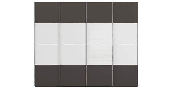 SCHWEBETÜRENSCHRANK  in Graphitfarben, Weiß  - Chromfarben/Graphitfarben, KONVENTIONELL, Glas/Holzwerkstoff (271/223/68cm) - Novel