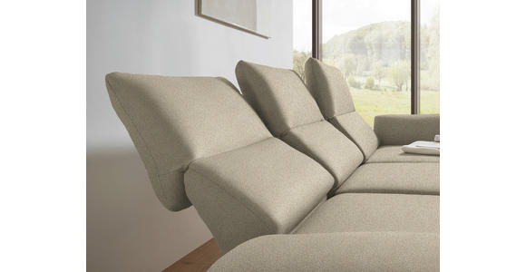 ECKSOFA  in Flachgewebe Beige Armteilverstellung, Relaxfunktion, Drehsitzfunktion  255-365/175-224 cm  - Beige/Schwarz, Design, Textil/Metall (255-365/175-224cm) - Dieter Knoll